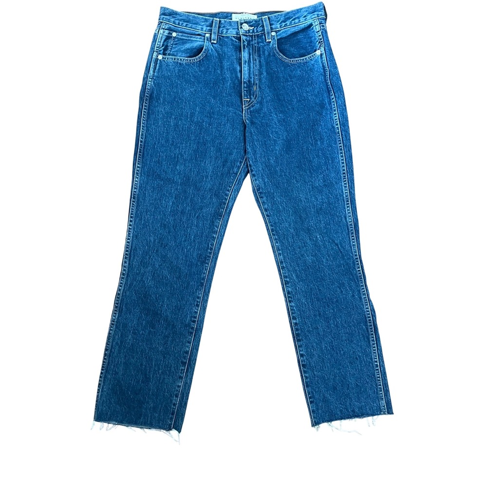 SLVR LAKE HERO High Rise Straight Leg Jeans Raw Hem Blue Denim Women's Size‎ 30